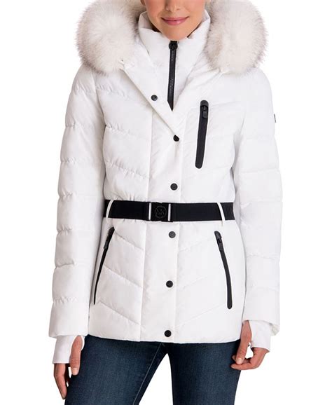 michael michael kors women's quilted faux-fur-trim hooded puffer coat|Michael Kors puffer jacket.